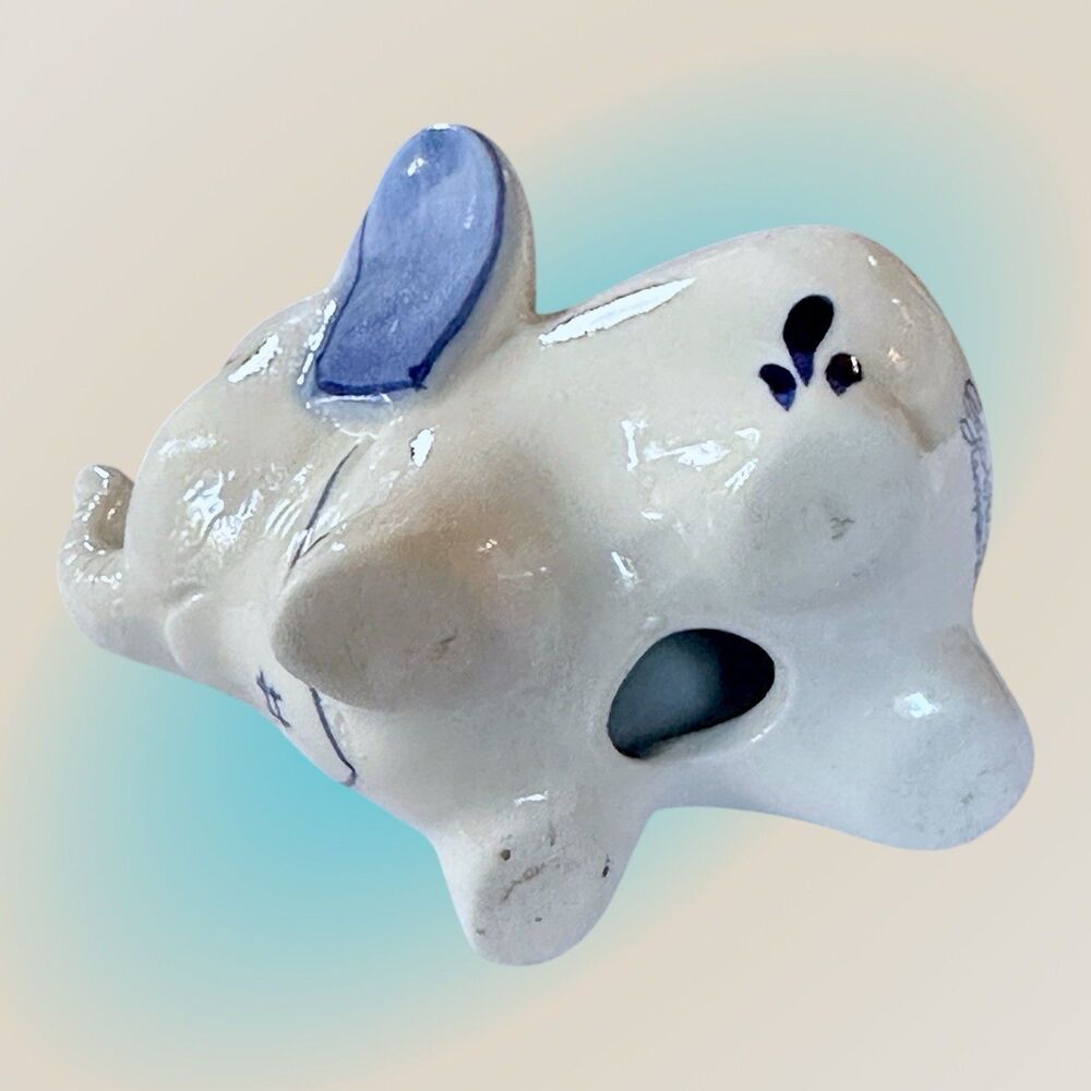Aruba Souvenir Delft Blue Handpainted Ceramic Elephant Floral & Windmill Pattern - Picture 9 of 9